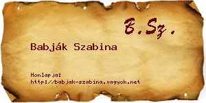 Babják Szabina névjegykártya